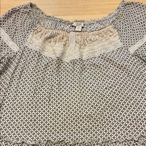 Jones New York Black and Cream Women's Top